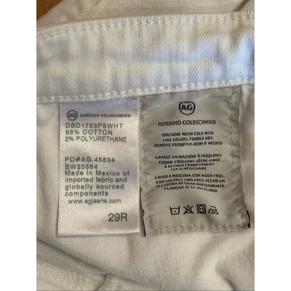 AG Adriano Goldschmied The Isabelle White High Rise Crop Jeans Size 29R (7834)